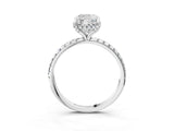 White gold Cushion Cut Diamond Solitaire Ring with Four-Prong Setting and Pavé Band_6