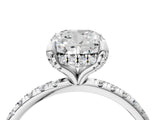 White gold Cushion Cut Diamond Solitaire Ring with Four-Prong Setting and Pavé Band_7