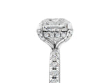 White gold Cushion Cut Diamond Solitaire Ring with Four-Prong Setting and Pavé Band_8