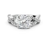 White gold Cushion Cut Diamond Solitaire Ring with Four-Prong Setting and Twisted Pavé Band_47