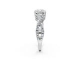 White gold Cushion Cut Diamond Solitaire Ring with Four-Prong Setting and Twisted Pavé Band_49