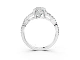 White gold Cushion Cut Diamond Solitaire Ring with Four-Prong Setting and Twisted Pavé Band_50