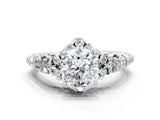 White gold Cushion Cut Diamond Solitaire Ring with Hidden Halo and Pavé Band_33