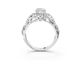 White gold Cushion Cut Diamond Solitaire Ring with Hidden Halo and Pavé Band_36