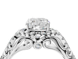 White gold Cushion Cut Diamond Solitaire Ring with Hidden Halo and Pavé Band_37