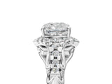 White gold Cushion Cut Diamond Solitaire Ring with Hidden Halo and Pavé Band_38