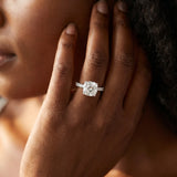 White gold Cushion Cut Diamond Solitaire Ring with Pavé Accents and Four-Prong Setting_102