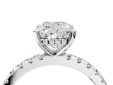 White gold Cushion Cut Diamond Solitaire Ring with Pavé Band and Four-Prong Setting_365