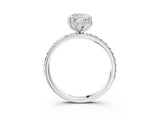 White gold Cushion Cut Diamond Solitaire Ring with Pavé Band and Hidden Halo_39