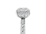 White gold Cushion Cut Diamond Solitaire Ring with Pavé Band and Hidden Halo_41