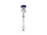 White gold Cushion Cut Diamond Solitaire Ring with Pavé Band and Prong Setting_2