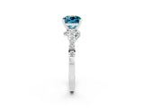 White gold Cushion Cut Diamond Solitaire Ring with Pavé Band and Prong Setting_2