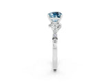 White gold Cushion Cut Diamond Solitaire Ring with Pavé Band and Prong Setting_2