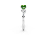White gold Cushion Cut Diamond Solitaire Ring with Pavé Band and Prong Setting_2