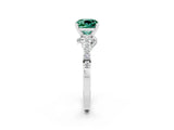 White gold Cushion Cut Diamond Solitaire Ring with Pavé Band and Prong Setting_2
