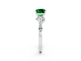 White gold Cushion Cut Diamond Solitaire Ring with Pavé Band and Prong Setting_2