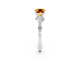 White gold Cushion Cut Diamond Solitaire Ring with Pavé Band and Prong Setting_2