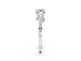 White gold Cushion Cut Diamond Solitaire Ring with Pavé Band and Prong Setting_2