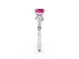 White gold Cushion Cut Diamond Solitaire Ring with Pavé Band and Prong Setting_2