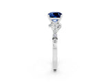 White gold Cushion Cut Diamond Solitaire Ring with Pavé Band and Prong Setting_2
