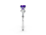 White gold Cushion Cut Diamond Solitaire Ring with Pavé Band and Prong Setting_2