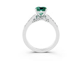 White gold Cushion Cut Diamond Solitaire Ring with Pavé Band and Prong Setting_3