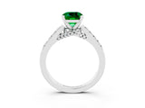 White gold Cushion Cut Diamond Solitaire Ring with Pavé Band and Prong Setting_3