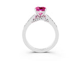 White gold Cushion Cut Diamond Solitaire Ring with Pavé Band and Prong Setting_3