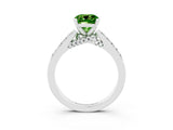 White gold Cushion Cut Diamond Solitaire Ring with Pavé Band and Prong Setting_3