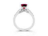 White gold Cushion Cut Diamond Solitaire Ring with Pavé Band and Prong Setting_3