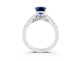 White gold Cushion Cut Diamond Solitaire Ring with Pavé Band and Prong Setting_3