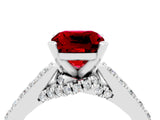White gold Cushion Cut Diamond Solitaire Ring with Pavé Band and Prong Setting_4