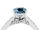 White gold Cushion Cut Diamond Solitaire Ring with Pavé Band and Prong Setting_4
