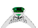 White gold Cushion Cut Diamond Solitaire Ring with Pavé Band and Prong Setting_4