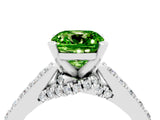 White gold Cushion Cut Diamond Solitaire Ring with Pavé Band and Prong Setting_4