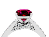 White gold Cushion Cut Diamond Solitaire Ring with Pavé Band and Prong Setting_4