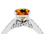 White gold Cushion Cut Diamond Solitaire Ring with Pavé Band and Prong Setting_4