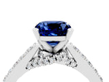 White gold Cushion Cut Diamond Solitaire Ring with Pavé Band and Prong Setting_4