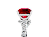 White gold Cushion Cut Diamond Solitaire Ring with Pavé Band and Prong Setting_5
