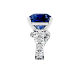 White gold Cushion Cut Diamond Solitaire Ring with Pavé Band and Prong Setting_5