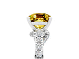 White gold Cushion Cut Diamond Solitaire Ring with Pavé Band and Prong Setting_5