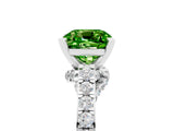 White gold Cushion Cut Diamond Solitaire Ring with Pavé Band and Prong Setting_5