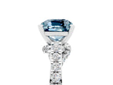 White gold Cushion Cut Diamond Solitaire Ring with Pavé Band and Prong Setting_5
