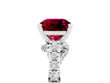 White gold Cushion Cut Diamond Solitaire Ring with Pavé Band and Prong Setting_5