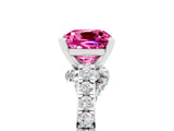 White gold Cushion Cut Diamond Solitaire Ring with Pavé Band and Prong Setting_5