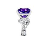 White gold Cushion Cut Diamond Solitaire Ring with Pavé Band and Prong Setting_5