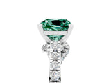 White gold Cushion Cut Diamond Solitaire Ring with Pavé Band and Prong Setting_5