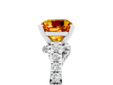 White gold Cushion Cut Diamond Solitaire Ring with Pavé Band and Prong Setting_5
