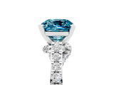 White gold Cushion Cut Diamond Solitaire Ring with Pavé Band and Prong Setting_5