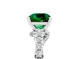 White gold Cushion Cut Diamond Solitaire Ring with Pavé Band and Prong Setting_5